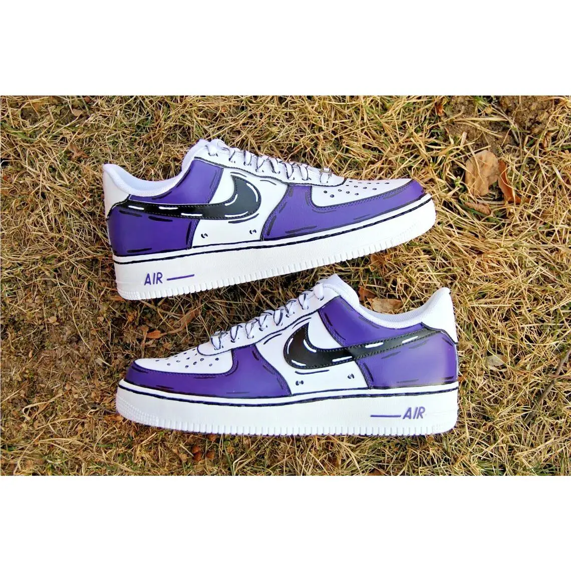 Nike shoes - Nike Air Force 1 - Air Force - DD8959-100 - White, Two Tone: Cartoon Purple Shoes White Black Outline 2