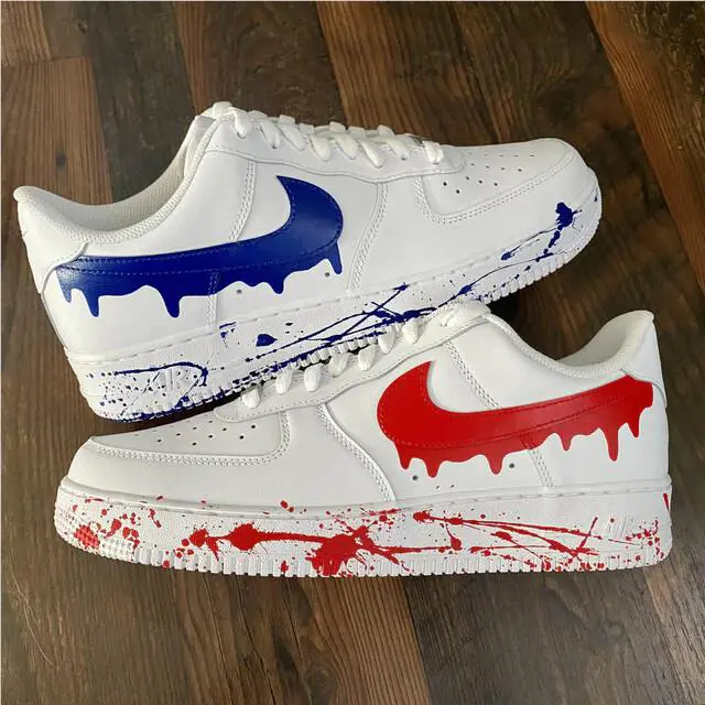 Nike shoes - Nike Air Force 1 - Air Force - DD8959-100 - White, Two Tone: Red and Blue Drip Splatter White Shoes 4
