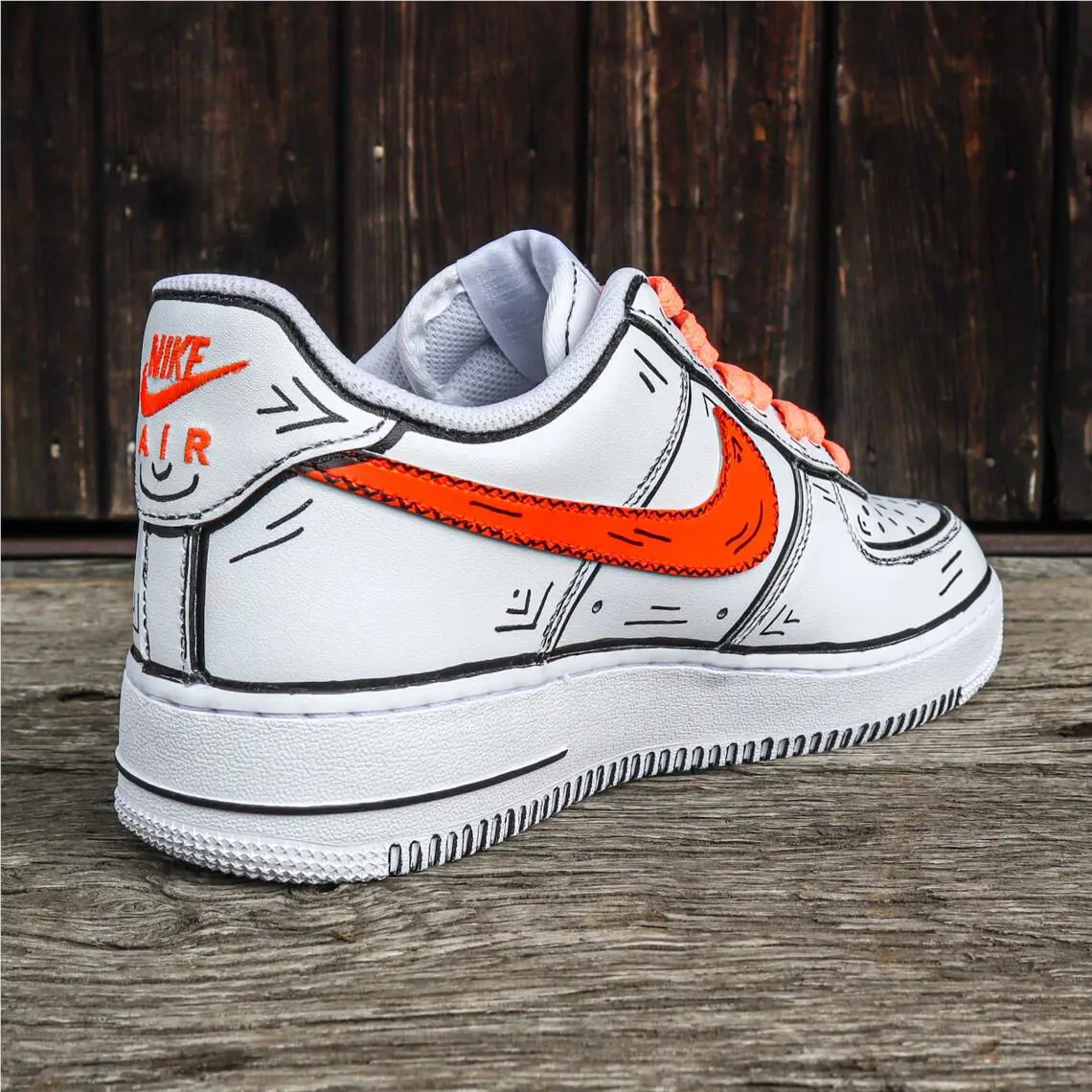 Nike shoes - Nike Air Force 1 - Air Force - CW2288-111 - White, Two Tone: Cartoon Orange Laces Design 3