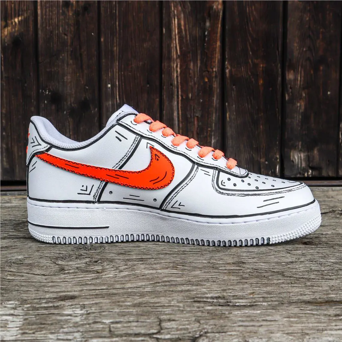 Nike shoes - Nike Air Force 1 - Air Force - CW2288-111 - White, Two Tone: Cartoon Orange Laces Design 14