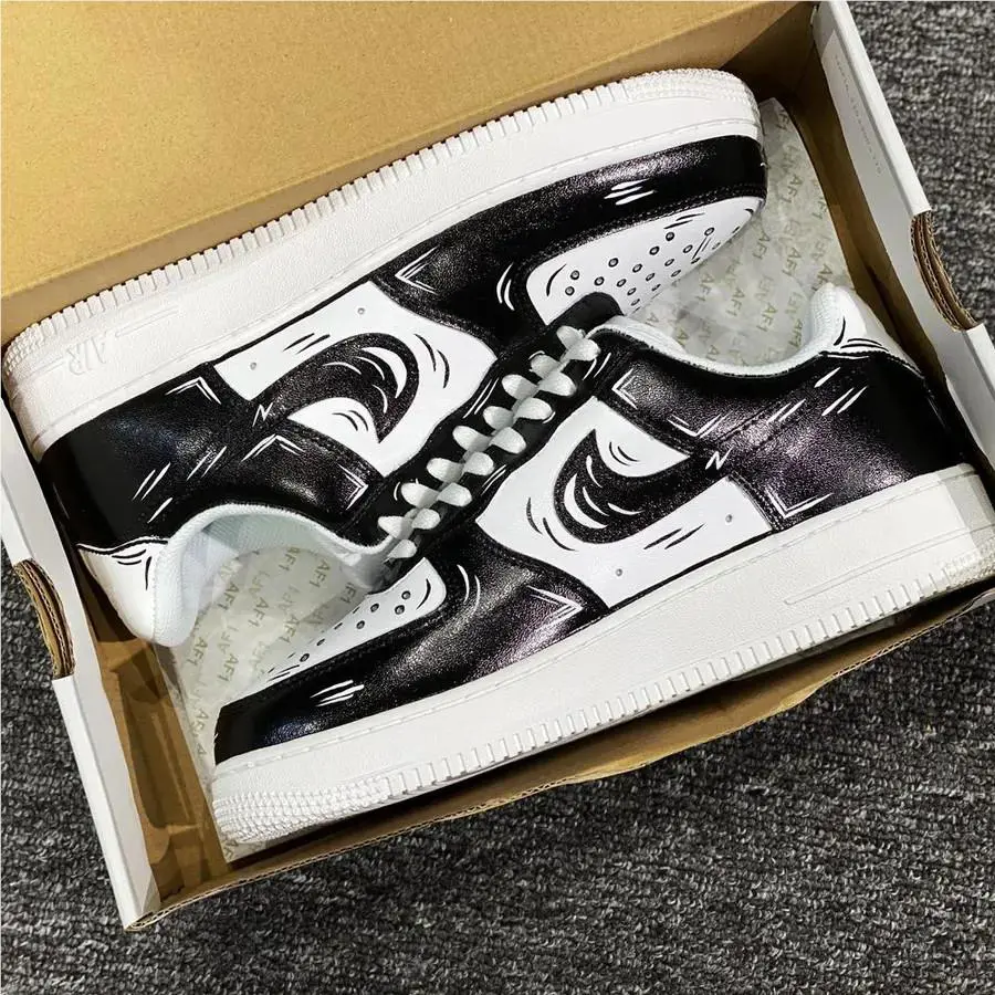 Nike shoes - Nike Air Force 1 - Air Force - DD8959-100 - White, Two Tone: Cartoon White Shoes Black Outline 3