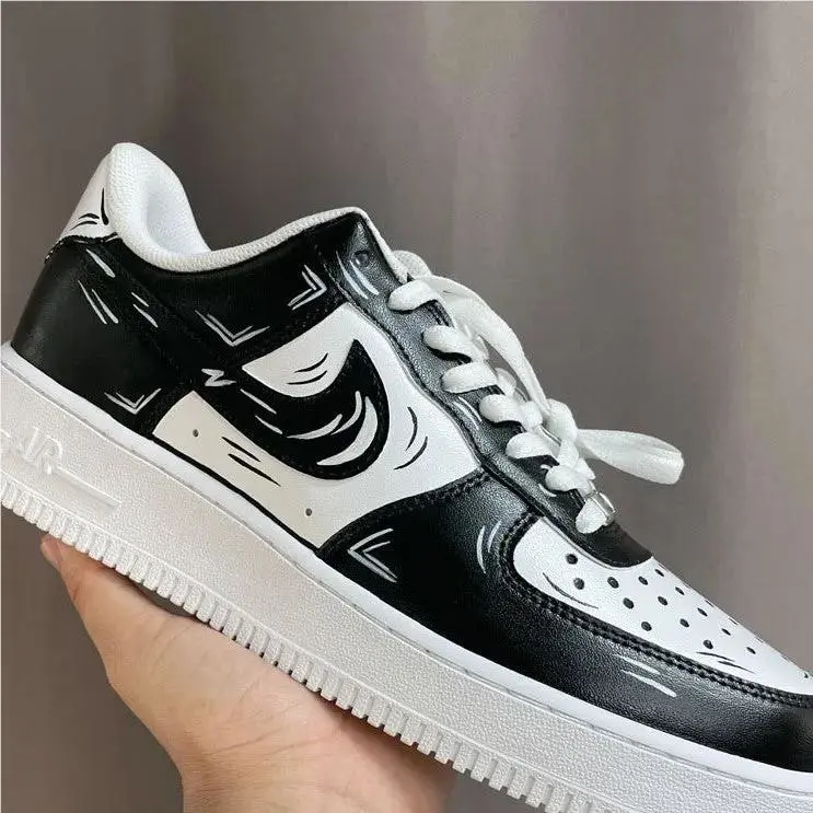 Nike shoes Air Force - White, Two Tone: Cartoon White Shoes Black Outline 11