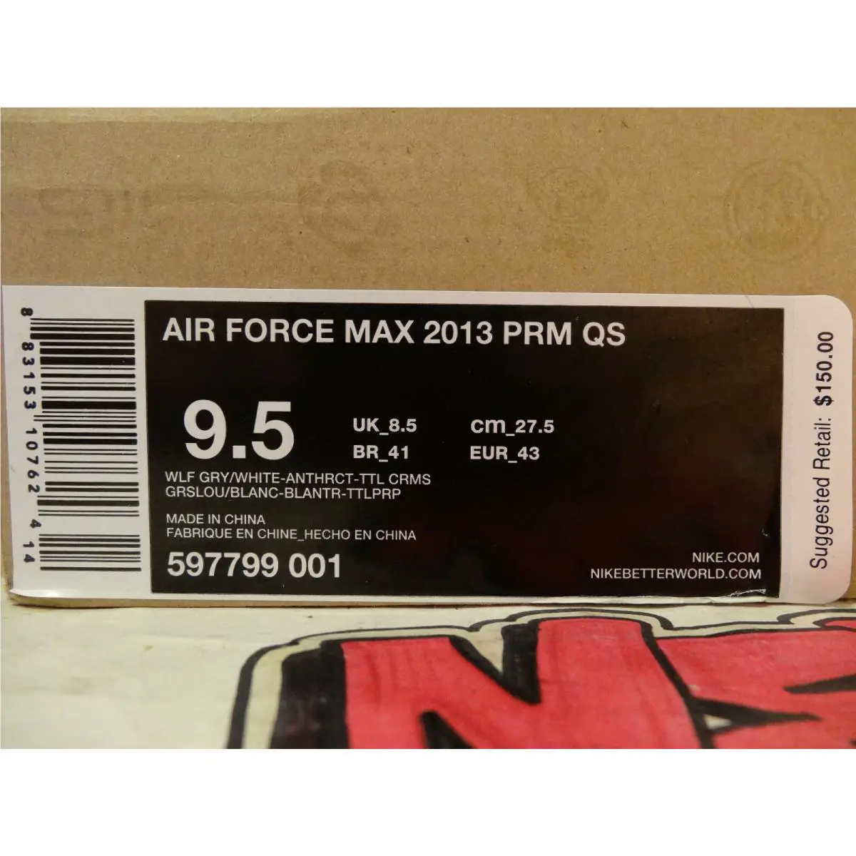 Nike shoes - Air Force Max - Air Force Max - 597799 001 - Wlf Gry/White-Anthrct-Ttl Crms, Manufacturer: Wlf Gry/White-Anthrct-Ttl Crms 0