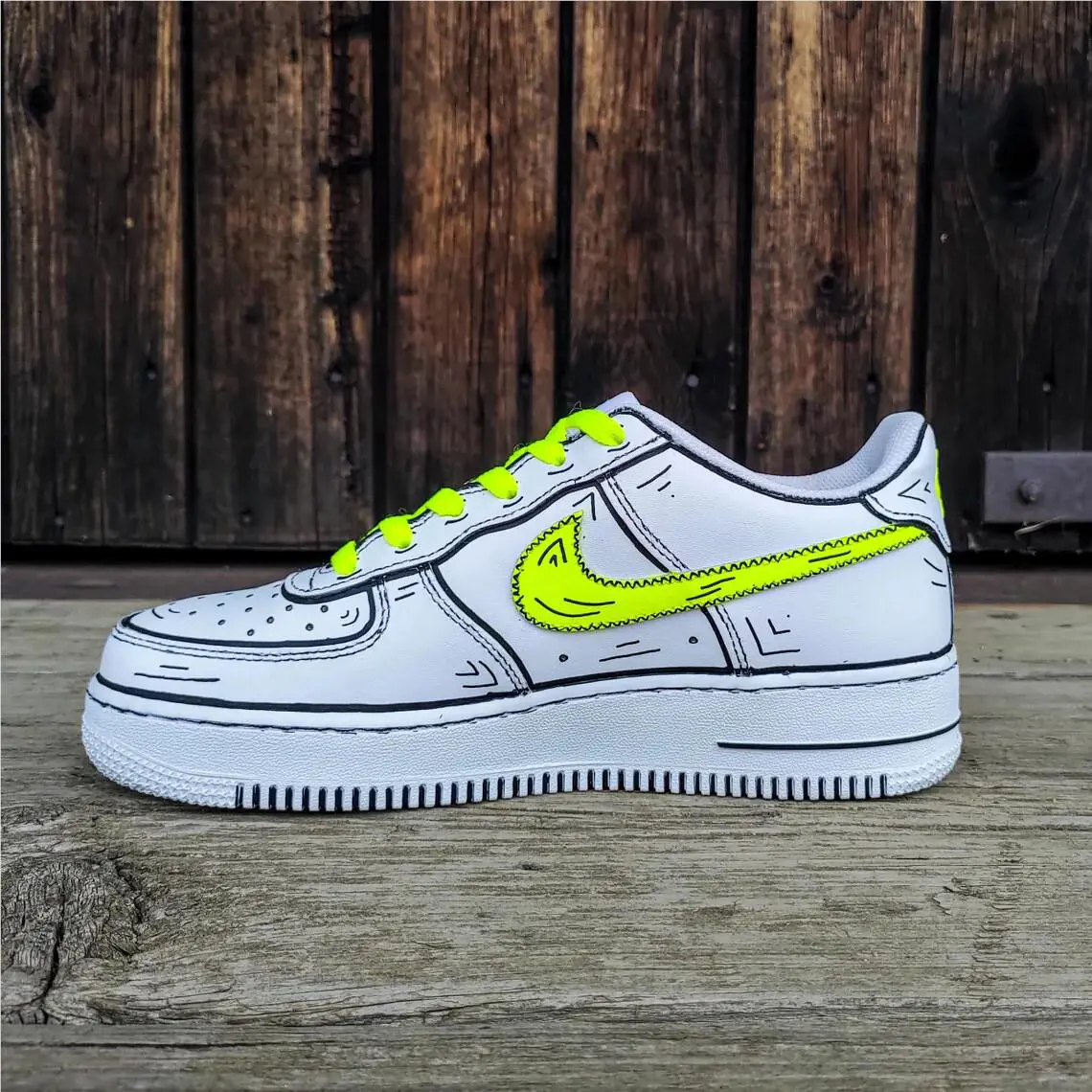 Nike shoes - Nike Air Force 1 - Air Force - DD8959-100 - White, Two Tone: Cartoon Yellow Laces Design 1