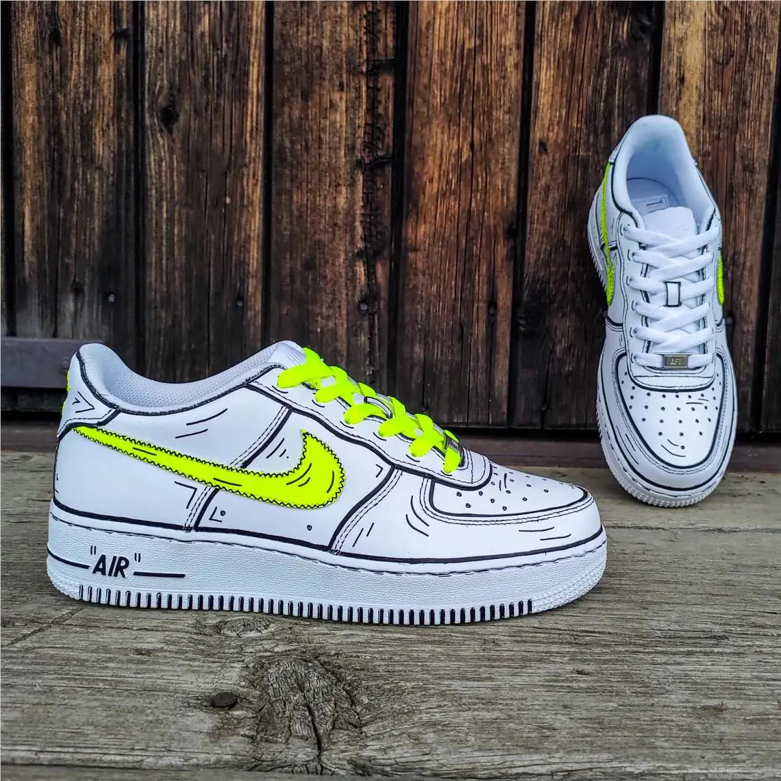 Nike shoes - Nike Air Force 1 - Air Force - DD8959-100 - White, Two Tone: Cartoon Yellow Laces Design 4