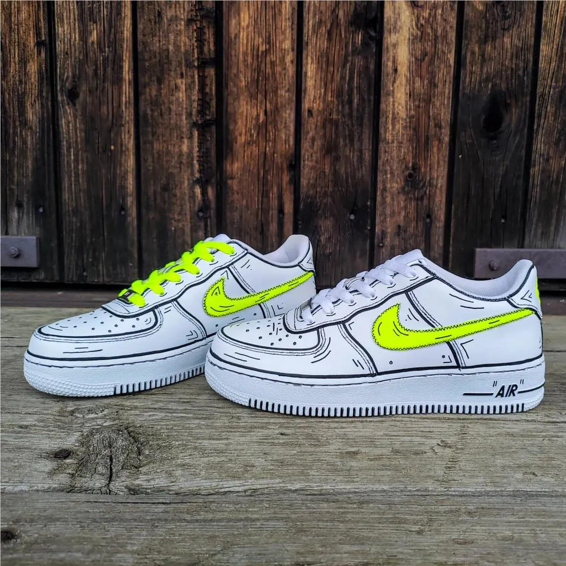 Nike shoes - Nike Air Force 1 - Air Force - DD8959-100 - White, Two Tone: Cartoon Yellow Laces Design 11