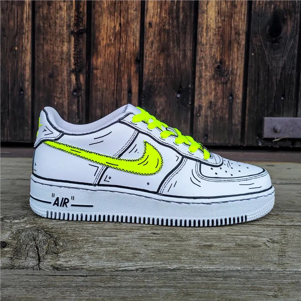 Nike shoes - Nike Air Force 1 - Air Force - DD8959-100 - White, Two Tone: Cartoon Yellow Laces Design 15