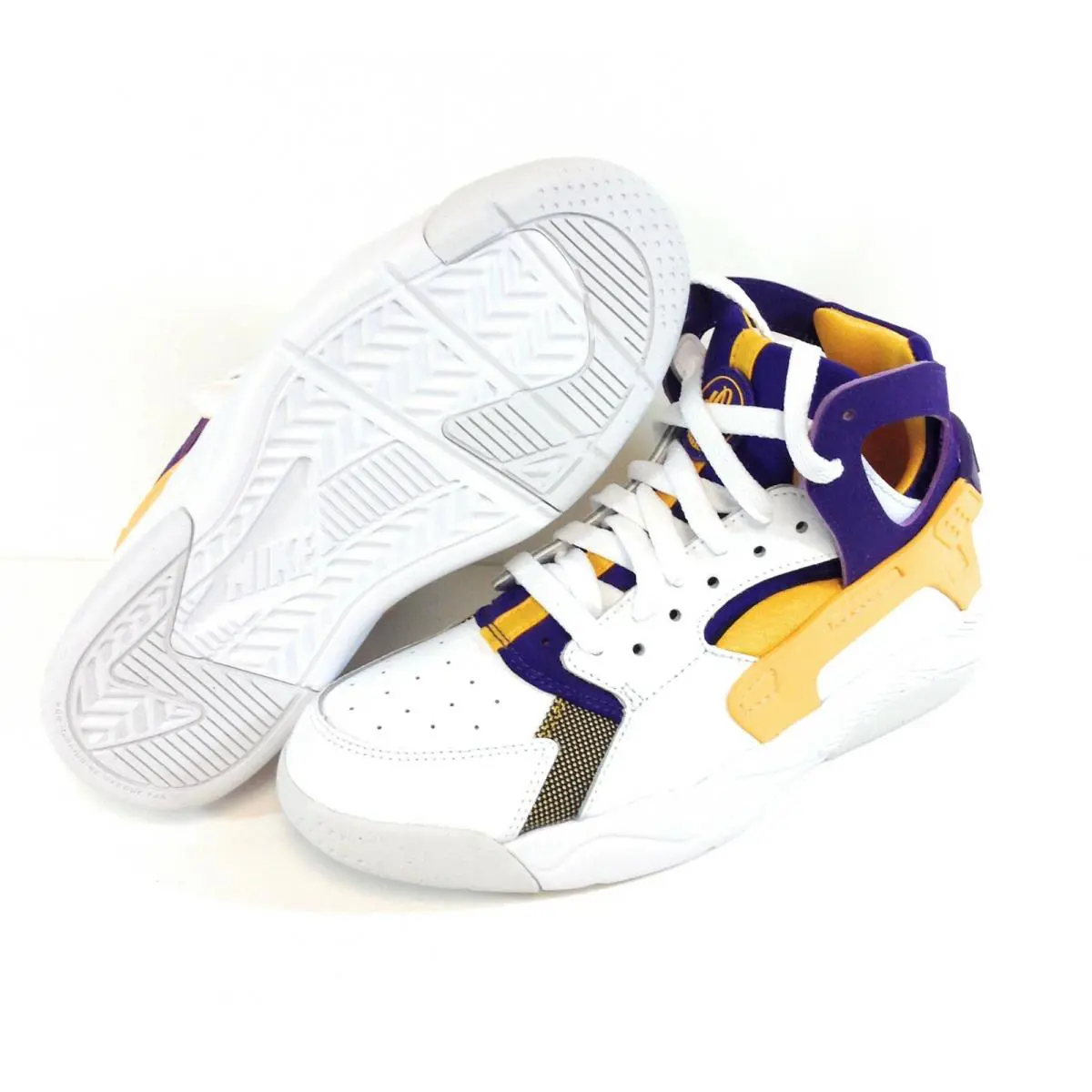 Boys Kids Youth Nike Flight Huarache 705281 101 White Gold Lakers 2015 DS Shoes - White