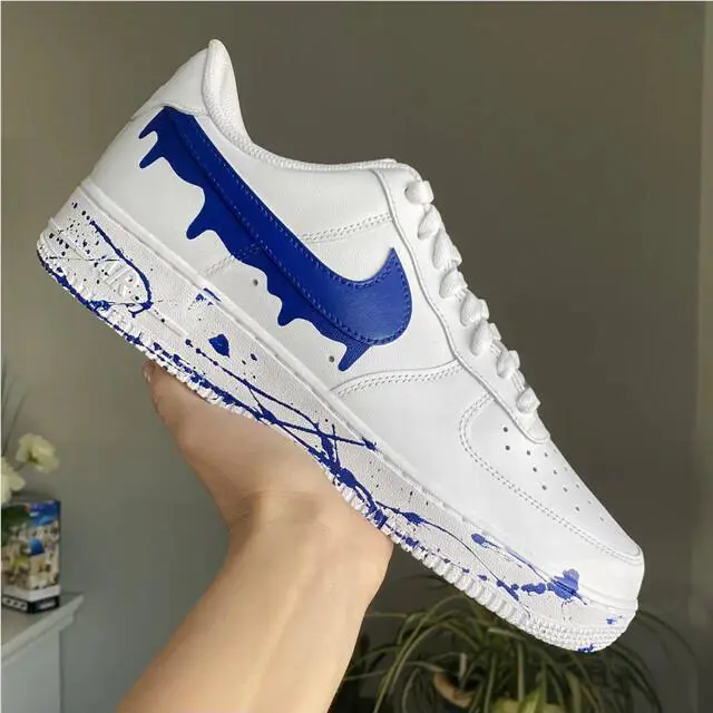 Nike shoes - Nike Air Force 1 - Air Force - CW2288-111 - White, Two Tone: Red and Blue Drip Splatter White Shoes 1