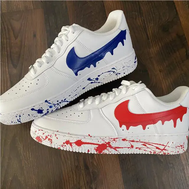 Nike shoes - Nike Air Force 1 - Air Force - CW2288-111 - White, Two Tone: Red and Blue Drip Splatter White Shoes 5
