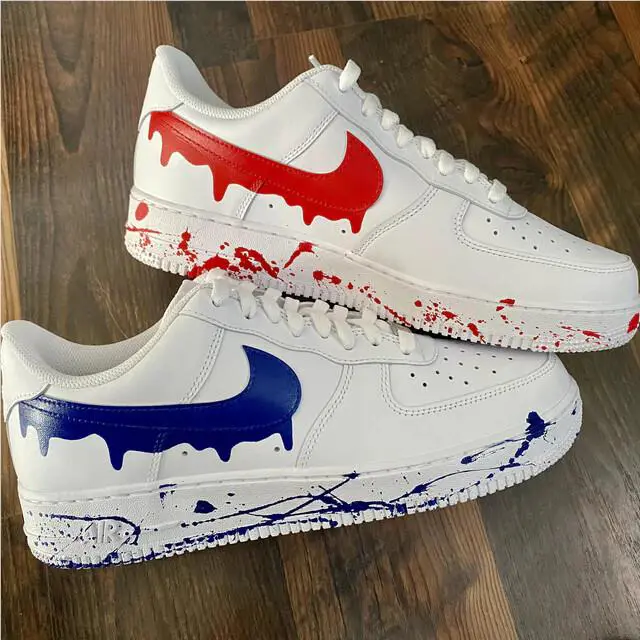 Nike shoes - Nike Air Force 1 - Air Force - CW2288-111 - White, Two Tone: Red and Blue Drip Splatter White Shoes 6