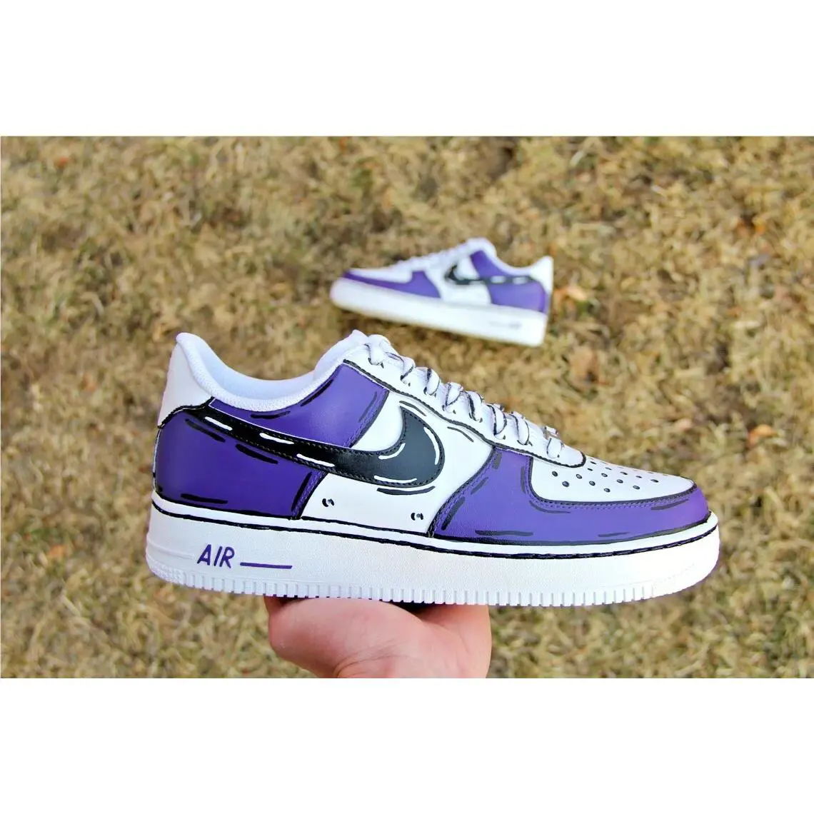 Nike shoes - Nike Air Force 1 - Air Force - CW2288-111 - White, Two Tone: Cartoon Purple Shoes White Black Outline 1