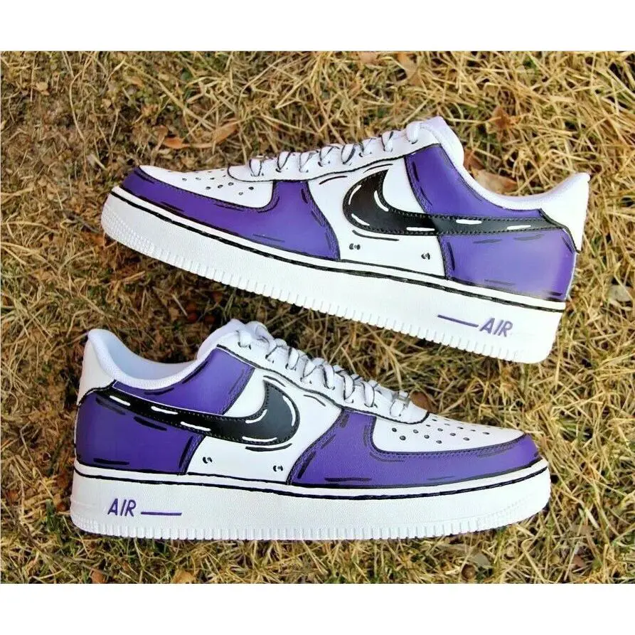 Nike shoes - Nike Air Force 1 - Air Force - CW2288-111 - White, Two Tone: Cartoon Purple Shoes White Black Outline 11
