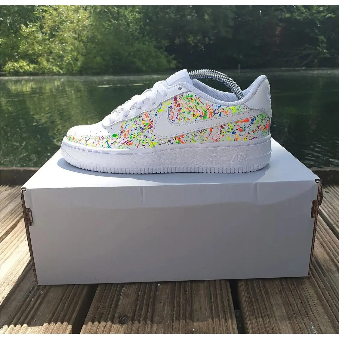 Nike Custom Air Force 1 Thin Neon Splatter All Colors White Shoes Mens Womens