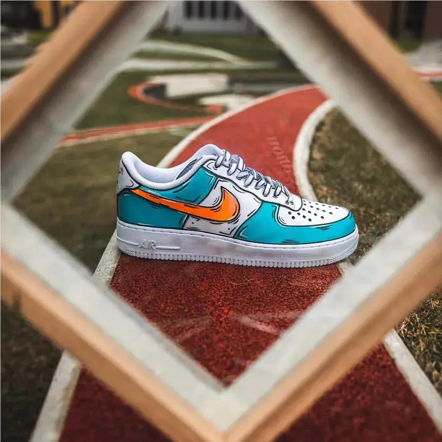 Nike shoes - Nike Air Force 1 - Air Force - DD8959-100 - White, Two Tone: Cartoon Orange Teal Shoes White Black Outline 0