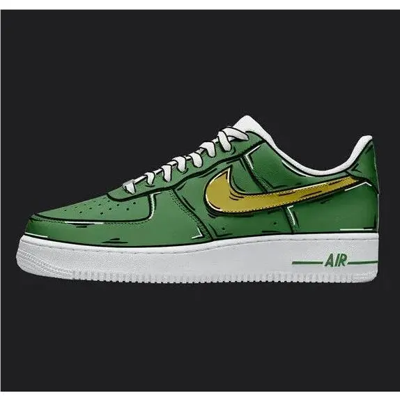 Nike Air Force 1 Custom White Shoes Green Yellow Cartoon Mens Womens Kids