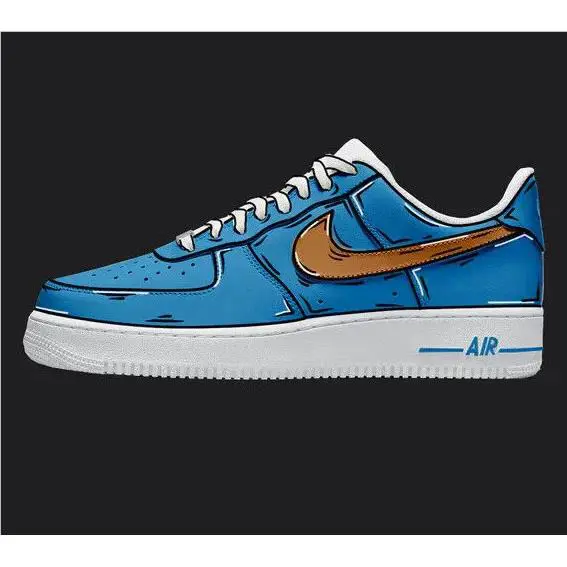 Nike Air Force 1 Custom White Shoes Blue Orange Cartoon Mens Womens Kids Sizes