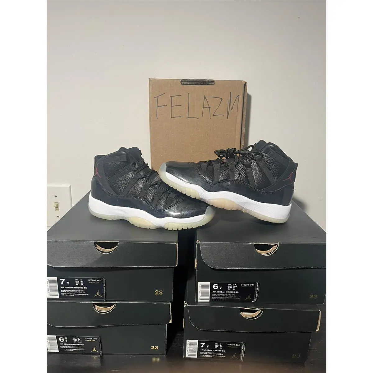 Nike Air Jordan XI 11 Retro 72-10 BG Gym Red Black 378038-002 GS SZ 6Y 6.5Y 7Y