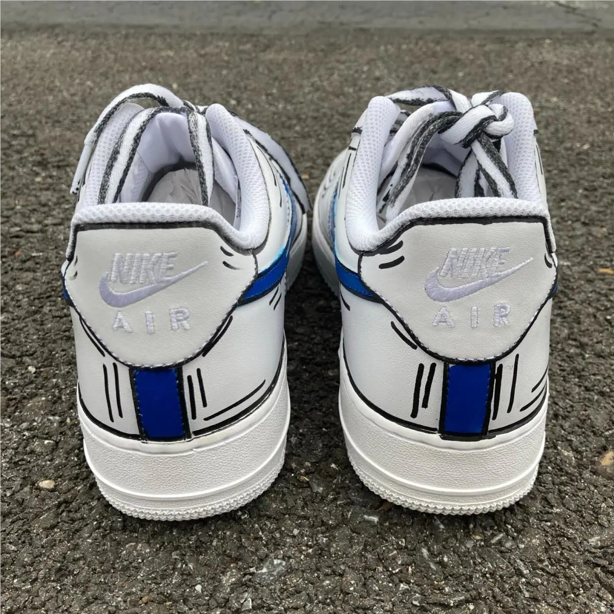 Nike shoes - Nike Air Force 1 - Air Force - CW2288-111 - White, Two Tone: Cartoon Blue Swoosh Black Outline 8