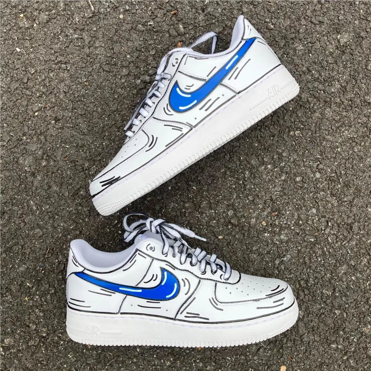 Nike shoes - Nike Air Force 1 - Air Force - CW2288-111 - White, Two Tone: Cartoon Blue Swoosh Black Outline 25