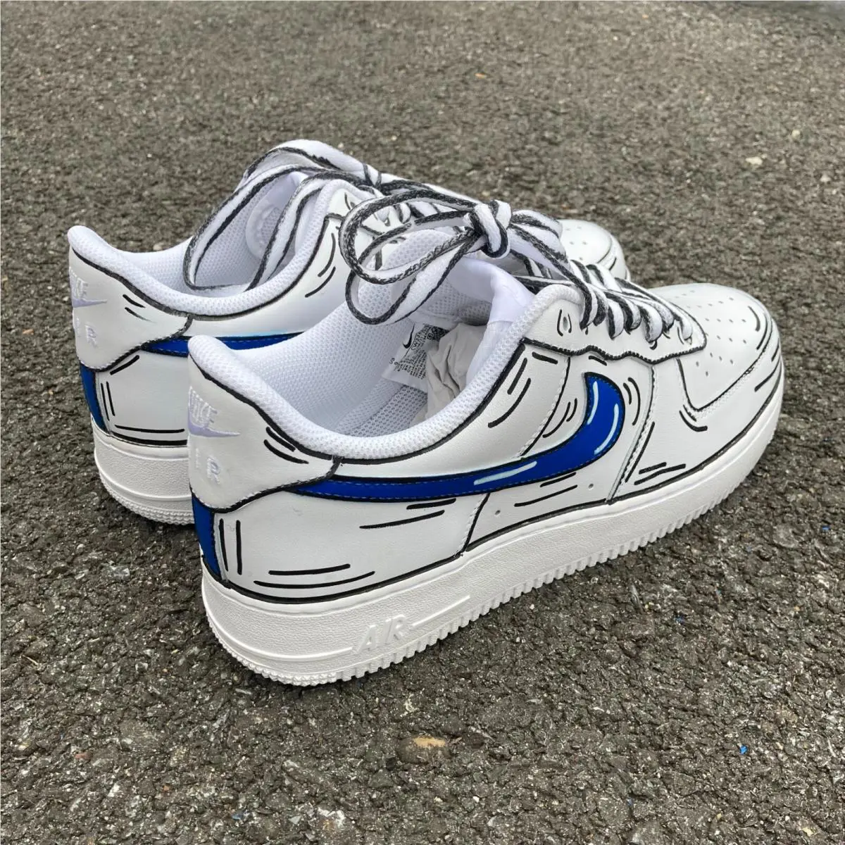 Nike shoes - Nike Air Force 1 - Air Force - CW2288-111 - White, Two Tone: Cartoon Blue Swoosh Black Outline 27