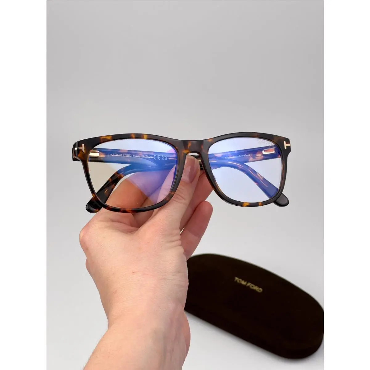 Tom Ford Men Eyeglasses Havana Blue Block Square FT5662-B 056