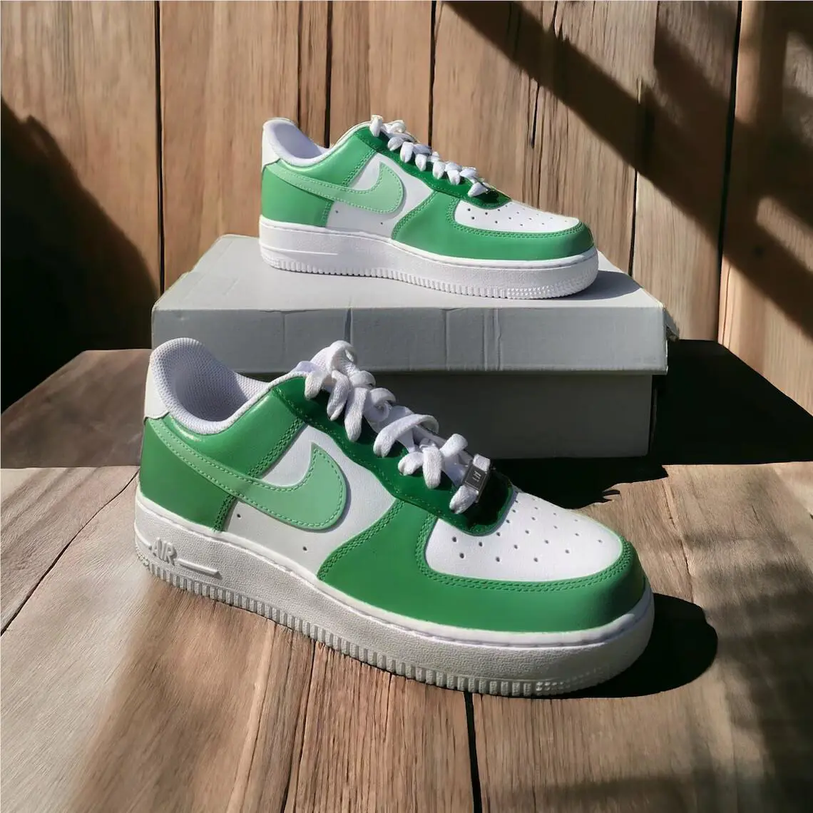 Nike Air Force 1 Custom White Shoes St. Patricks Day Light Green Mint Mens Womens