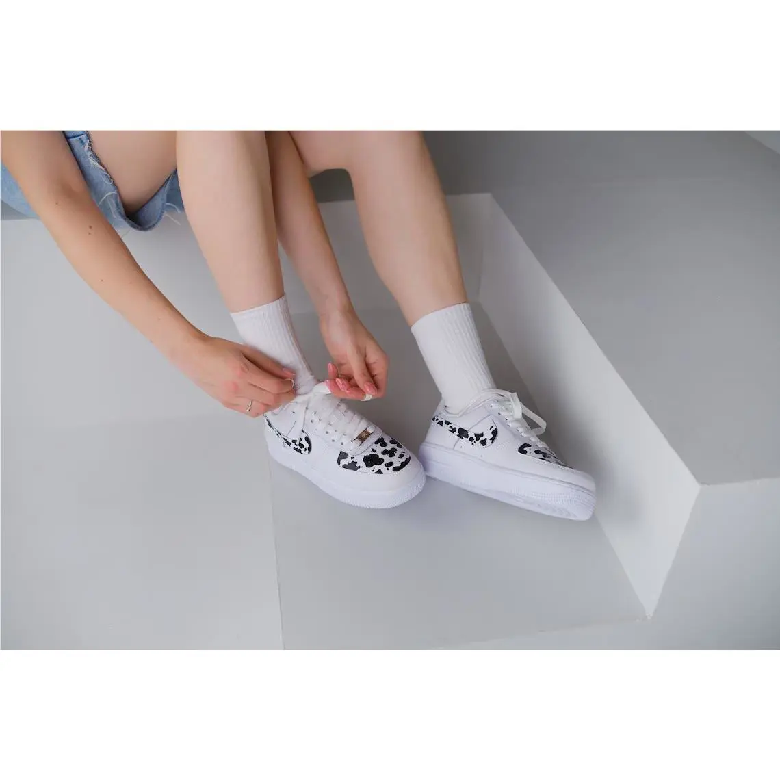 Nike shoes - Nike Air Force 1 - Air Force - DD8959-100 - White, Two Tone: Black White Cow Print Design 30