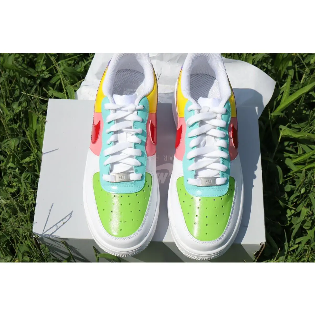 Nike shoes - Nike Air Force 1 - Air Force - DD8959-100 - White, Two Tone: Pastel Red Yellow Pink Purple Green Blue White 4