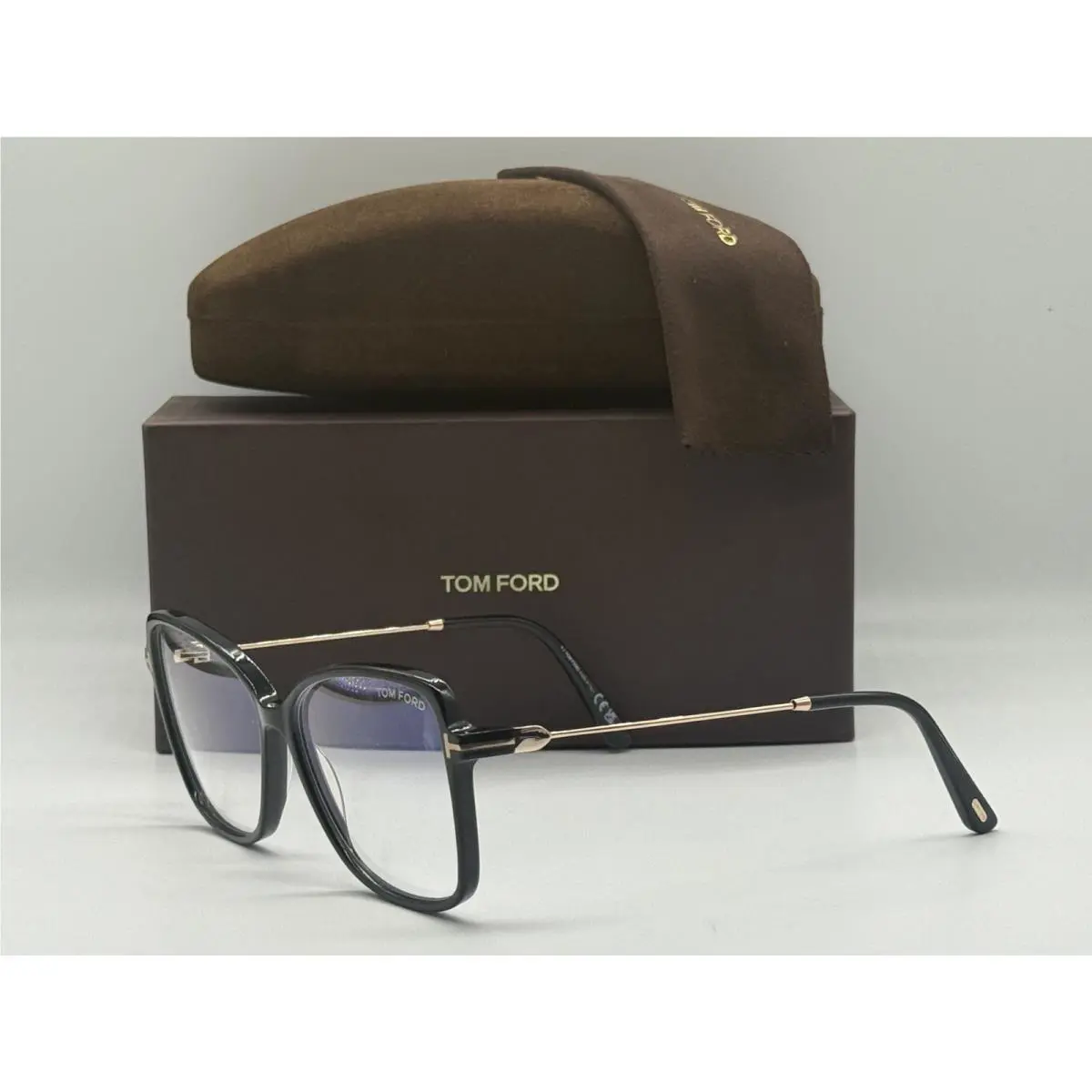 Tom Ford TF 5953-B 001 Shiny Black Eyeglasses Frame 55-13