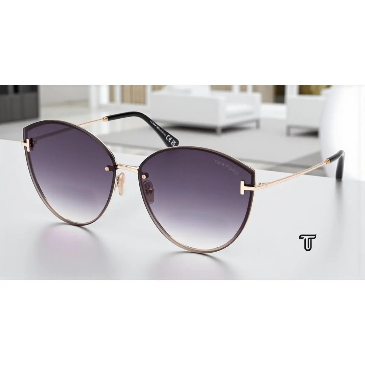 Tom Ford Evangeline FT1106 28B Metal Rose Gold Smoke 63mm Women`s Sunglasses - Frame: Shiny Rose Gold, Lens: Gradient Smoke