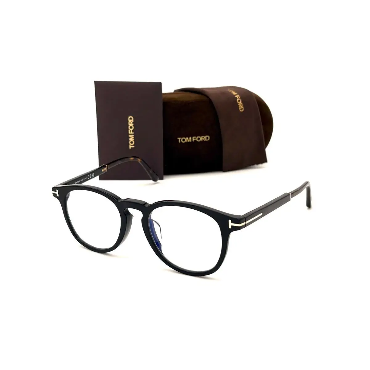 Tom Ford FT5891-B 005 Black / Clear Blue Block 51mm Eyeglasses TF5891-B