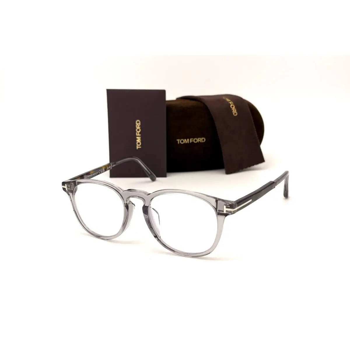 Tom Ford FT5891-B 020 Gray Crystal / Clear Blue Block 51mm Eyeglasses TF5891-B