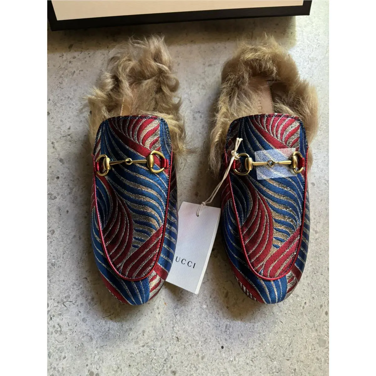 Gucci Princetown Fur Lined Horsebit Mule Size US 5 /eur 35