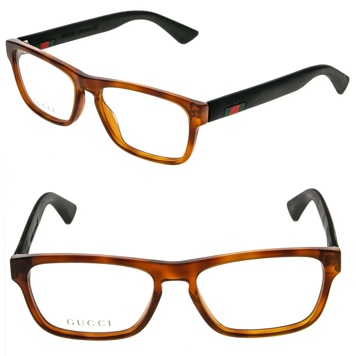 Gucci GG0174O 0174 Black Havana Stripe Eyeglasses Optical Frame 54mm Unisex 003