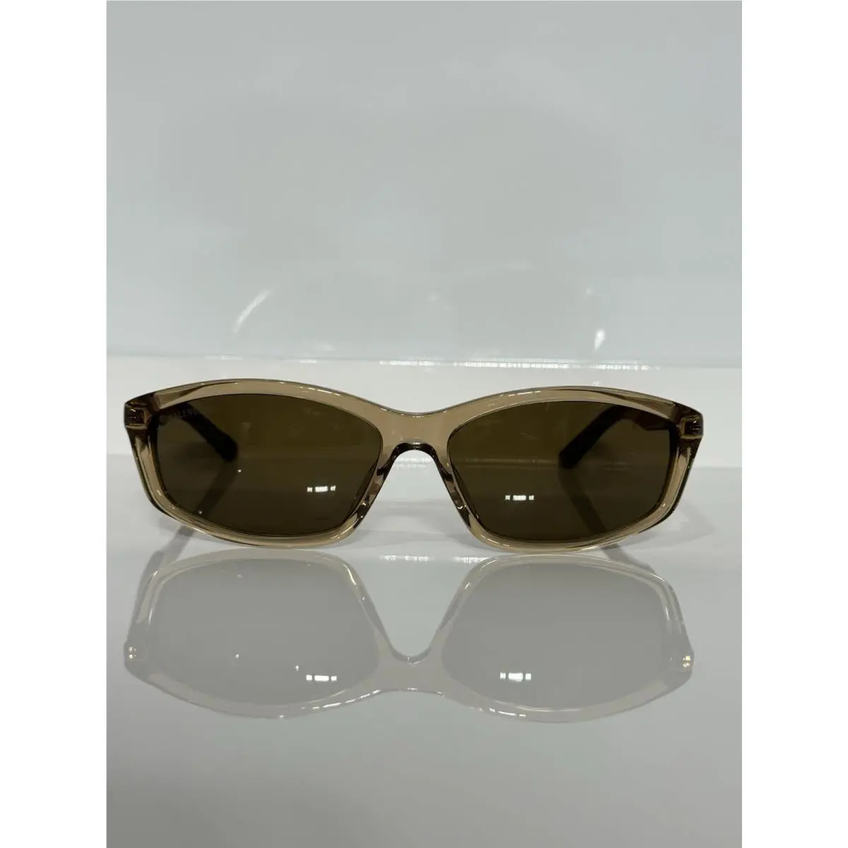 Balenciaga BB0401S 004 Beige Acetate Unisex Brown Sunglasses