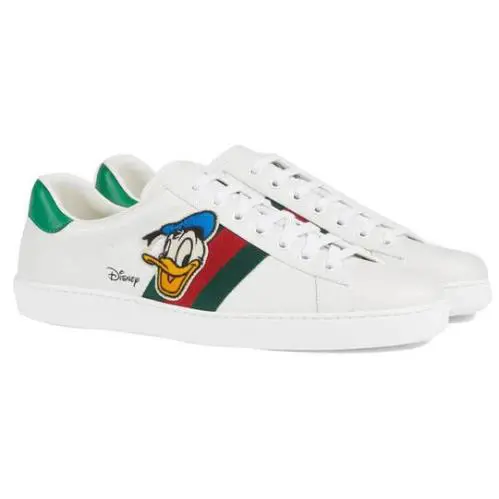 Gucci Z1415 Mens White Leather Ace Donald Duck Casual Sneakers Size 14 G - White