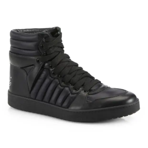 Gucci 322762 Mens Black Hudson High Top Black Sneakers D69103 Size 8.5 G