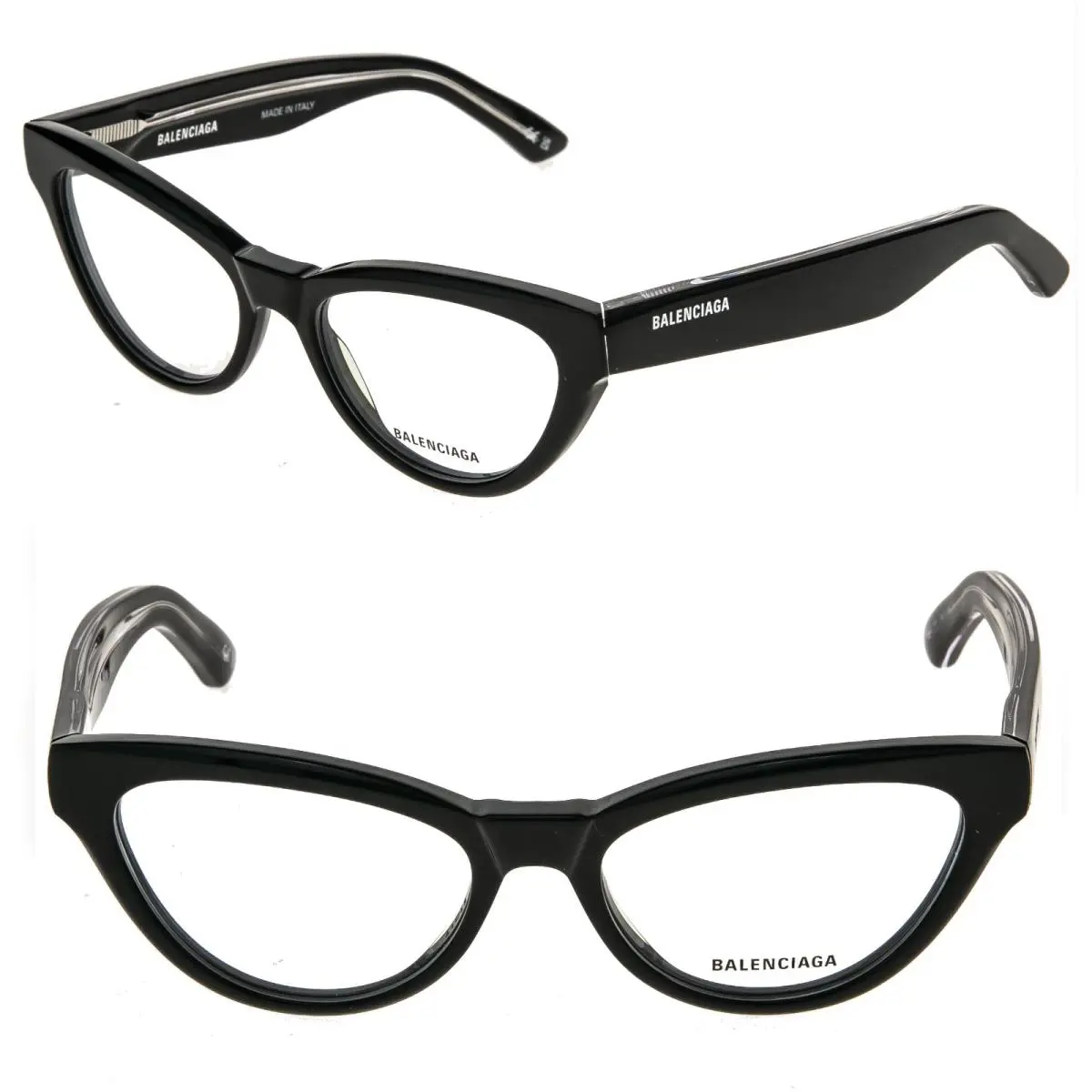 Balenciaga BB0241O Angular 0241 Black Logo Eyeglasses 53mm Optical Frame 001