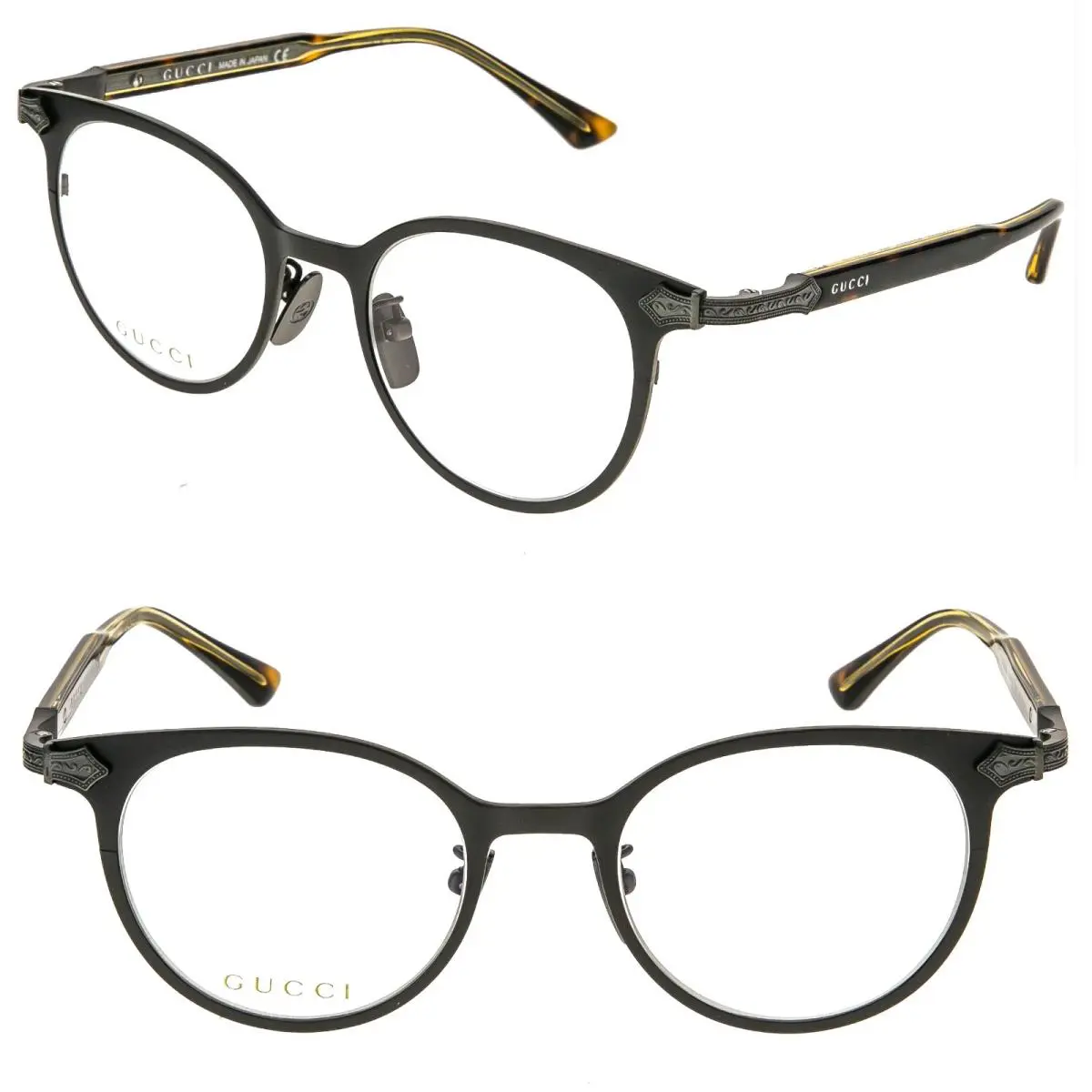 Gucci GG0068O 0068 Titanium Brown Gold Eyeglasses Optical Frame 002