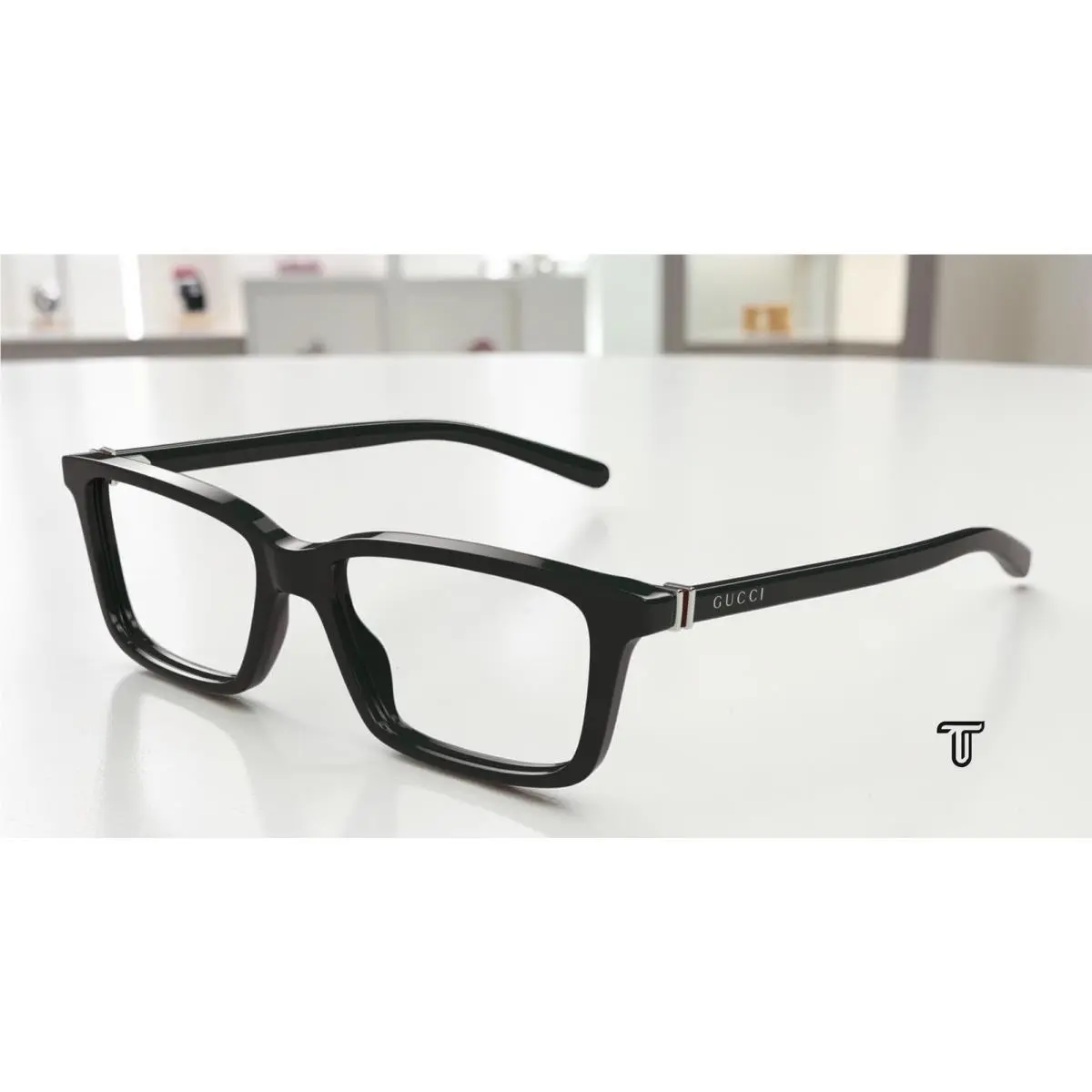 GG1672O 008 Rectangular Squared Green Demo Lens 56 mm Men`s Eyeglasses by Gucci