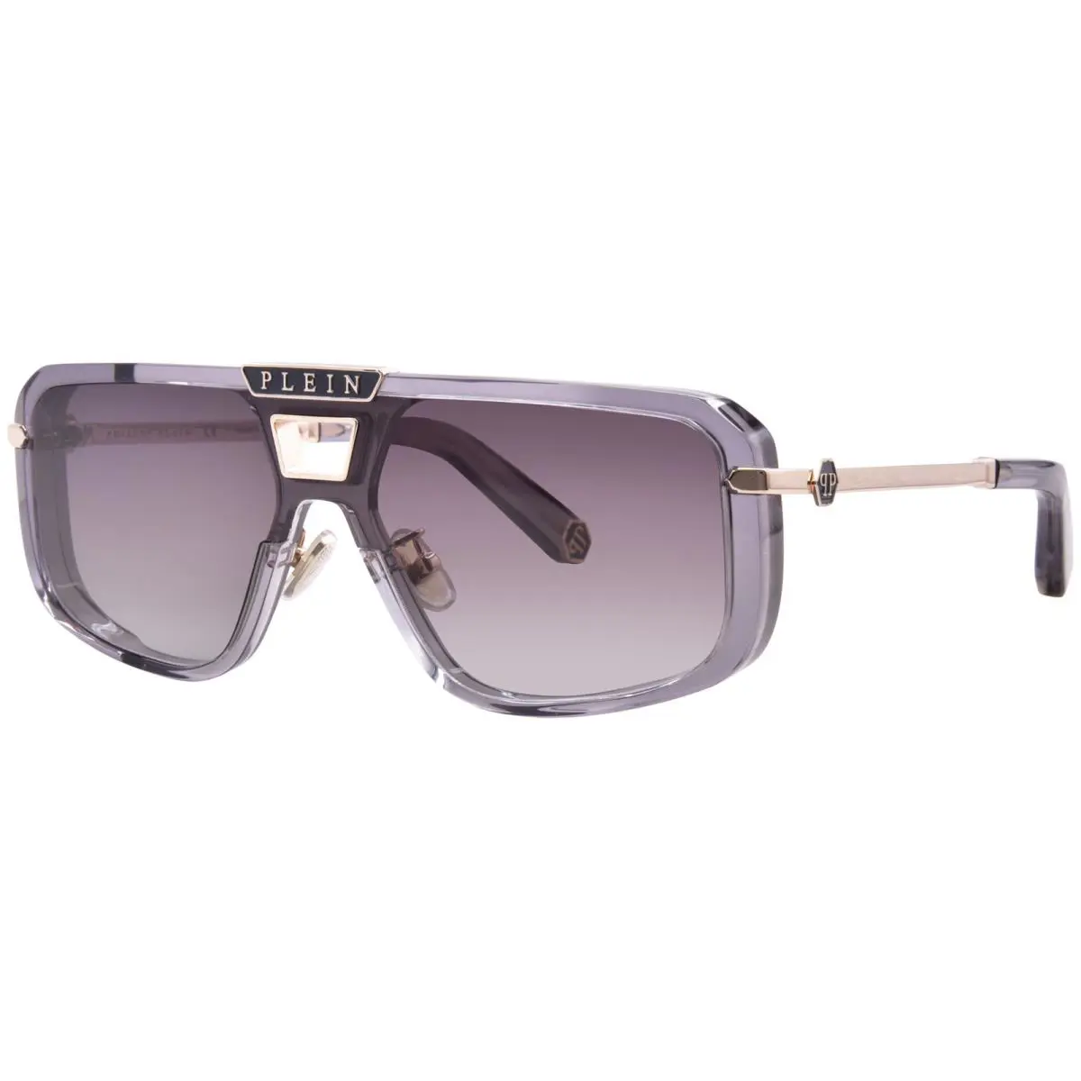 Philipp Plein Legacy SPP008 0M78 Sunglasses Men`s Transparent Grey/brown 99mm - Frame: Gray, Lens: Brown