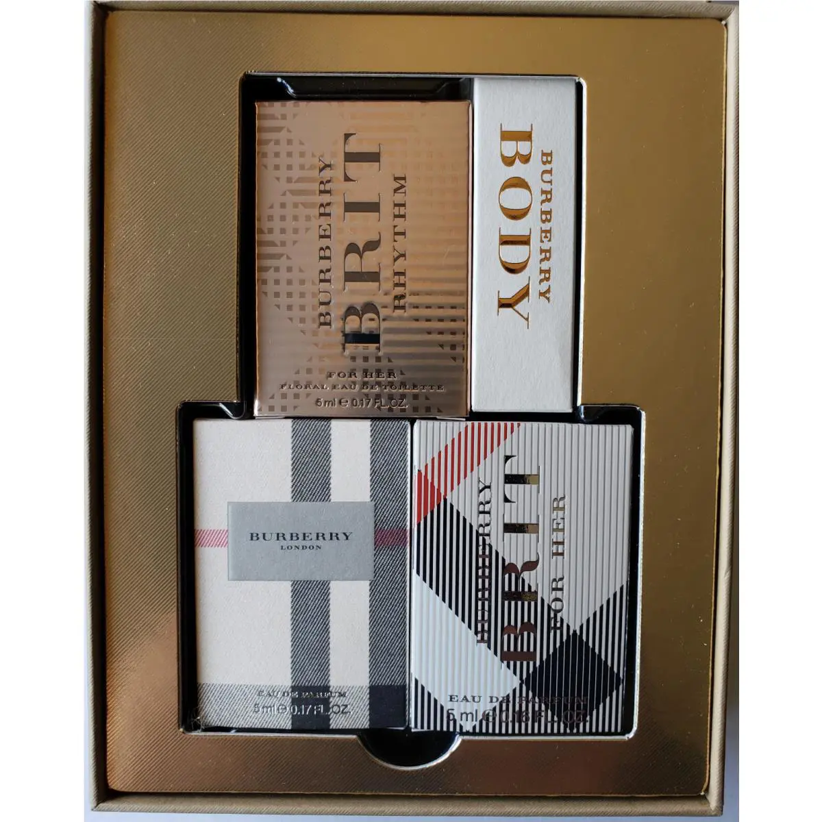 Burberry 4PC Mini Set Brit Rhythym+ Body+ Burberry London+ Brit For Her