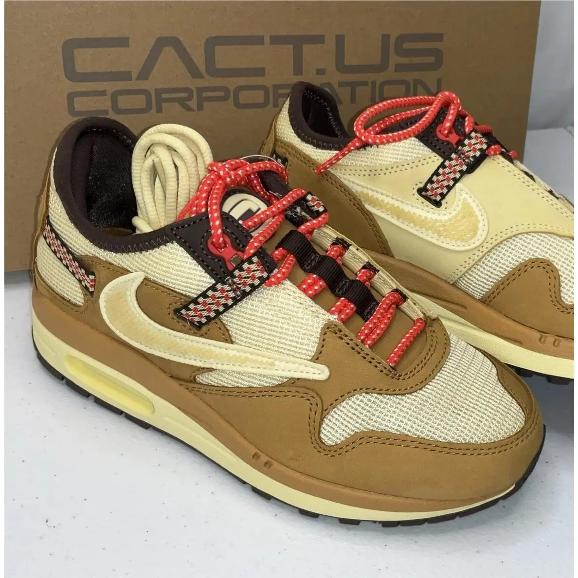 Nike Air Max 1 x Travis Scott Cactus Jack Sz 5 Wheat Lemon Drop 2022 Limited