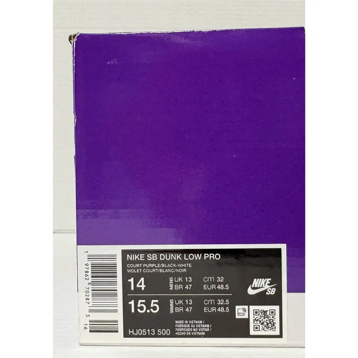 Nike shoes - Nike SB Dunk Low Pro PRM - HJ0513-500 - Court Purple/Black-White (UPC: 197862702873) 7