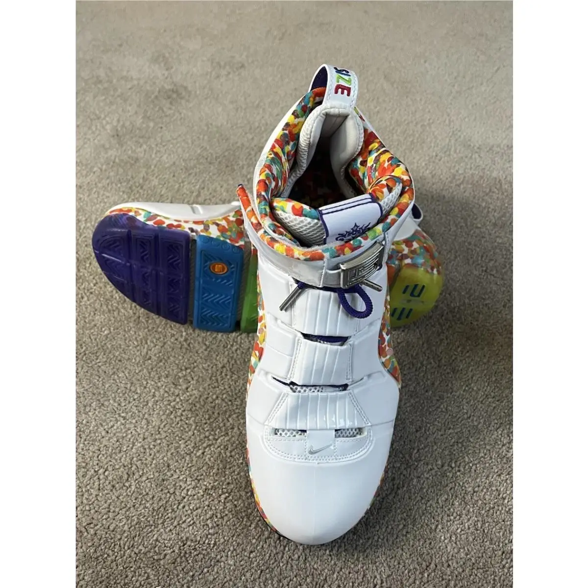 Nike Zoom Lebron 4 IV Fruity Pebbles Basketball Shoes Men`s Size 12 DQ9310-100