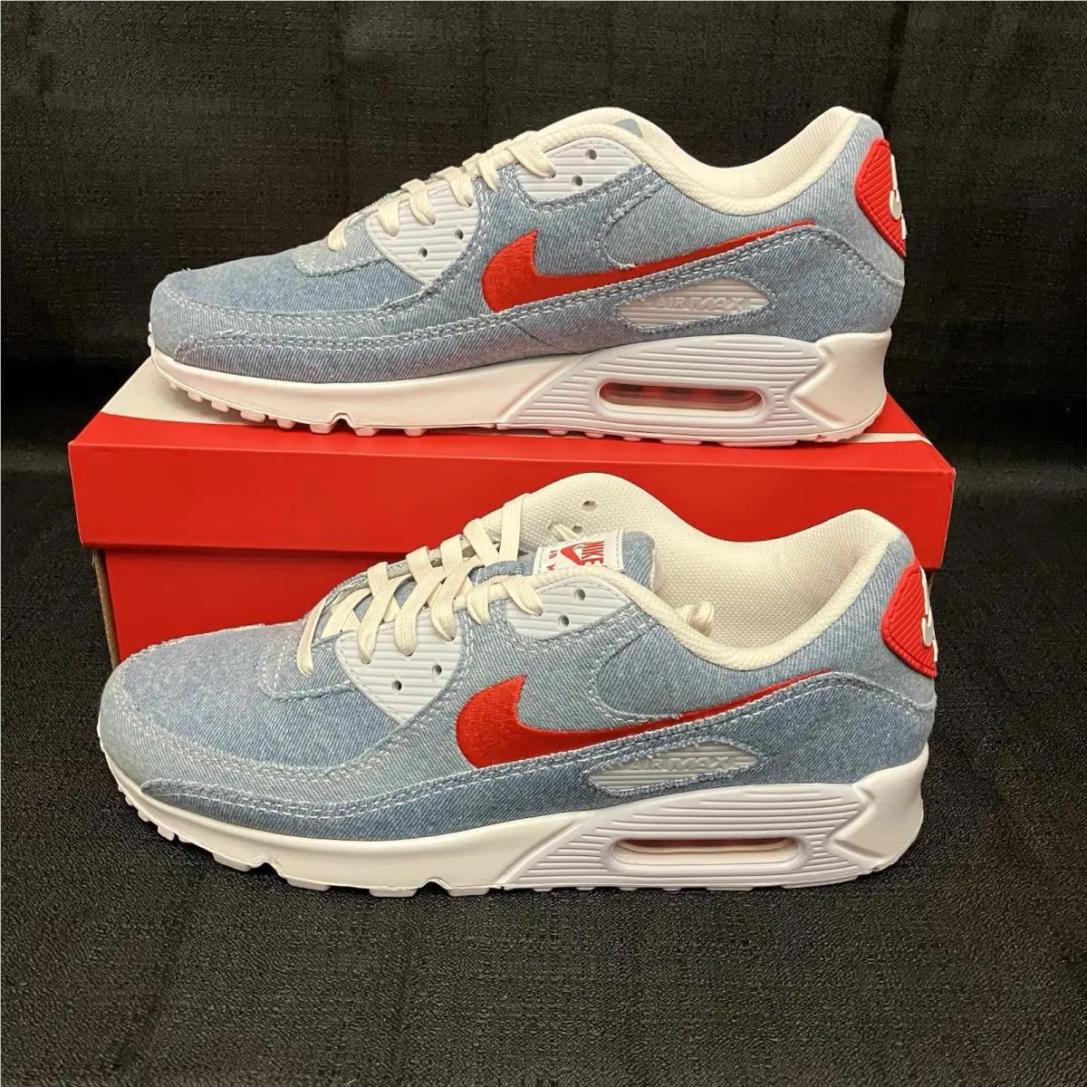 Nike shoes - Air Max 90 Denim - Air Max Denim - DV2120 900 - White Blue Denim Habanero Red 0