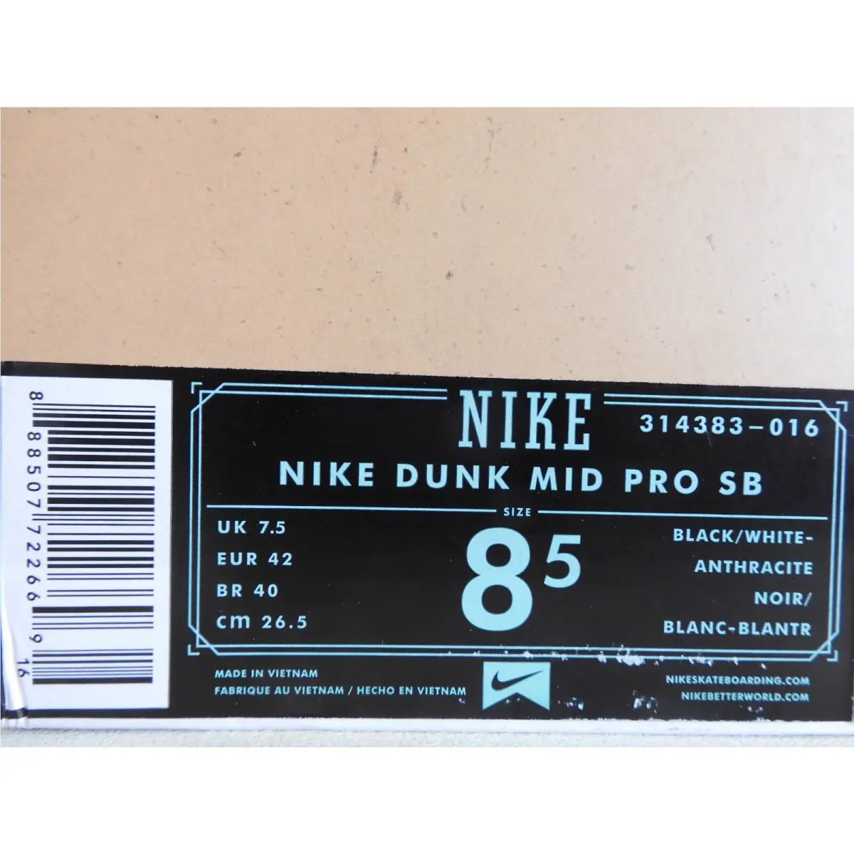 Nike shoes - Nike SB Dunk Mid - Dunk Mid - 314383-016 - Black (UPC: 888507722669) 3