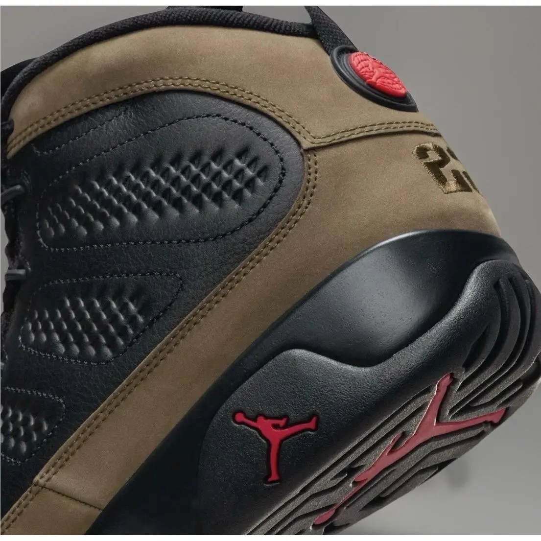 Nike shoes - Air Jordan 9 Retro - Air Retro - HV4794 030 - Black / True Red-Light Olive (UPC: 197602475586) 6