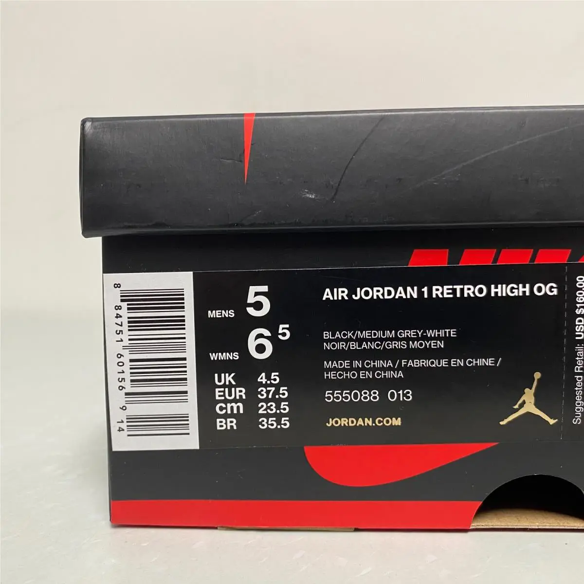 Nike shoes - Nike Air Jordan Retro 1 High OG - 555088-013 - Black/Medium Grey-White (UPC: 884751601569) 6
